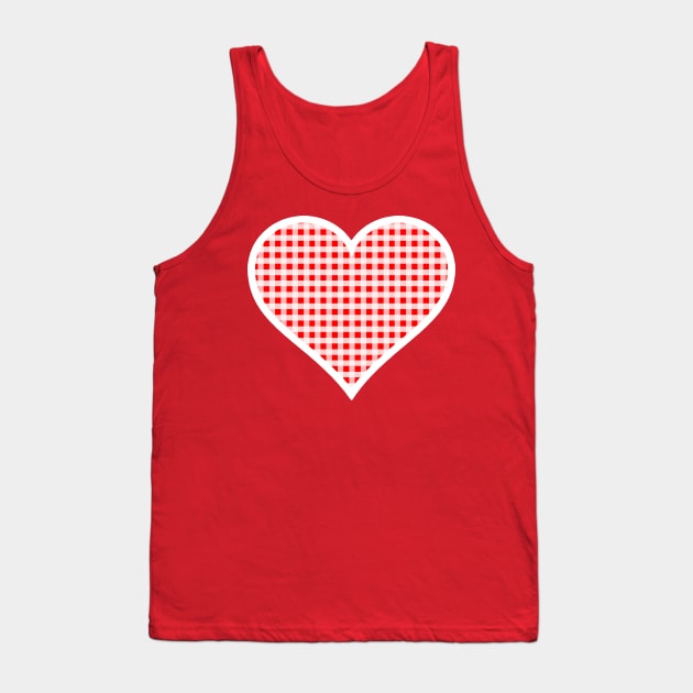 Red and White Gingham Heart Tank Top by bumblefuzzies